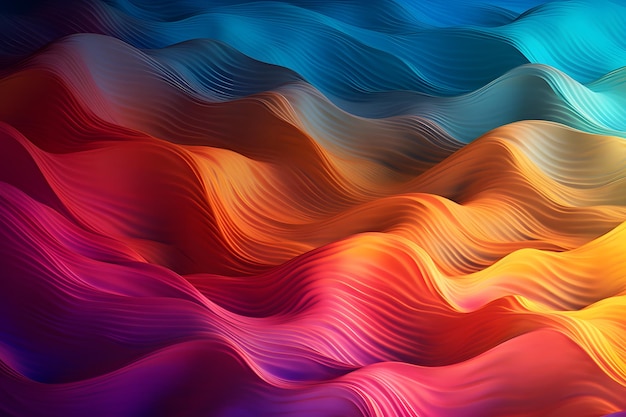 abstract background with wavy lines in rainbow colors