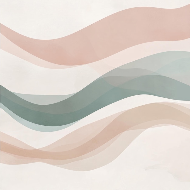 Abstract background with wavy lines in soft pink and green on a white background