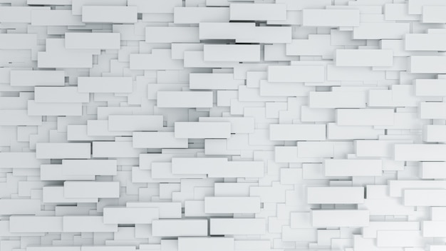 Abstract background with white bricks n the wall. 3D illustration