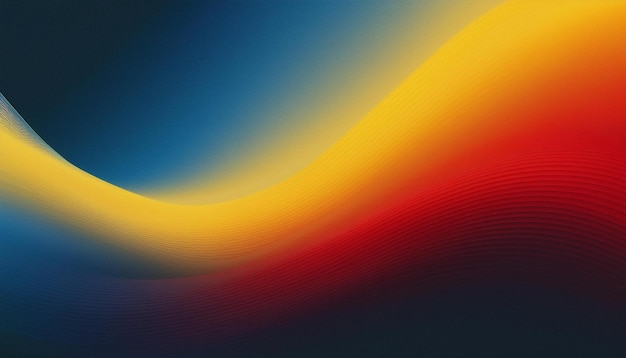 Photo abstract background yellow blue red color flow grainy wave dark noise texture cover header wallpaper design