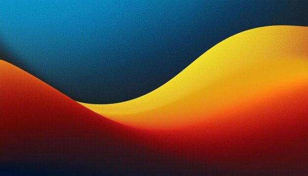 Photo abstract background yellow blue red color flow grainy wave dark noise texture cover header wallpaper