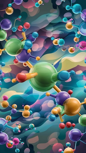 Abstract balls backdrop Chemistry molecular bubbles vector background