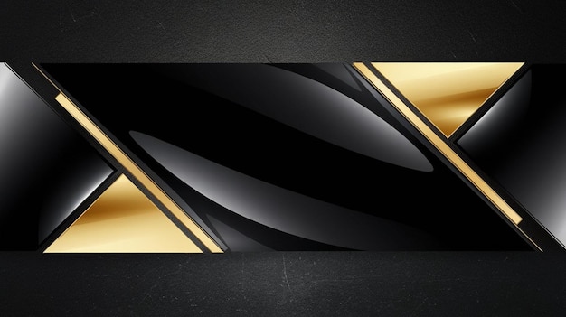 Photo abstract banner design template black glossy with gold line and lighting effect on dark background a