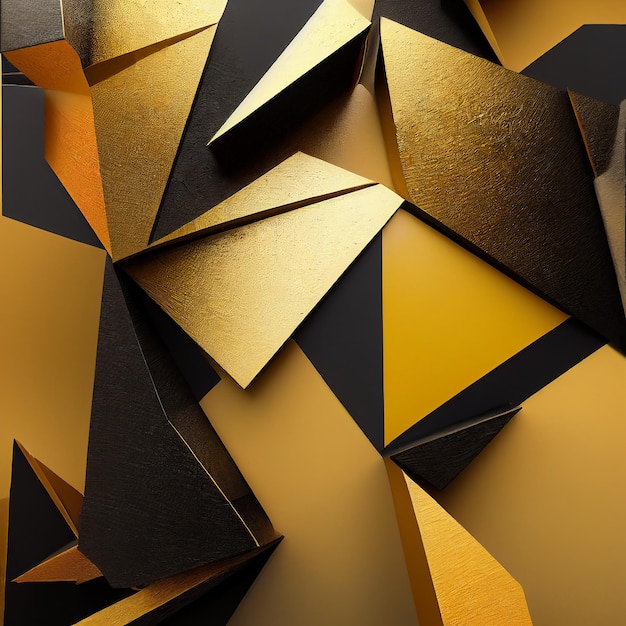 Abstract banner with gold geometric shapes