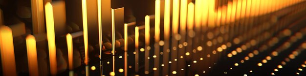 Abstract bar graph with gold bars highlighting a stock value increase