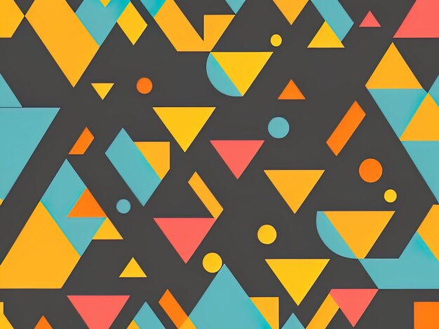 Abstract Bauhaus geometric pattern background vector circle triangle and square lines color art design with Generative AI