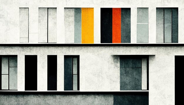 Abstract Bauhaus style background Trendy aesthetic Bauhaus architecture design Digital art