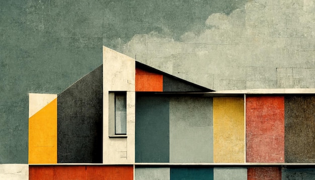 Abstract Bauhaus style background Trendy aesthetic Bauhaus architecture design Digital art