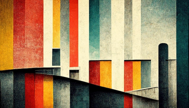 Abstract Bauhaus style background Trendy aesthetic Bauhaus architecture design Digital art