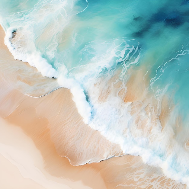 Abstract Beachscape A serene aerial view of a pristine white sand beach surrounded by crystalclear