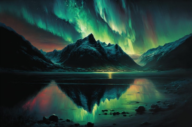 Abstract beautiful Aurora Borealis sky at north of the earth background