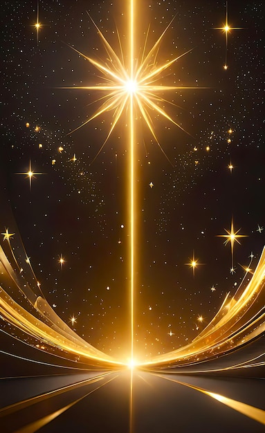 Abstract beautiful golden background with stars glow and bokeh background for smartphone