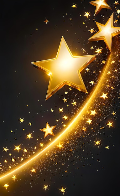 Abstract beautiful golden background with stars glow and bokeh background for smartphone