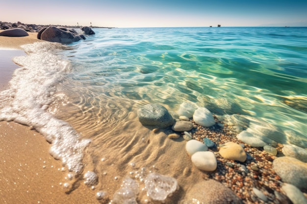 Abstract beautiful sandy beaches background with crystal clear waters of the sea Generative AI