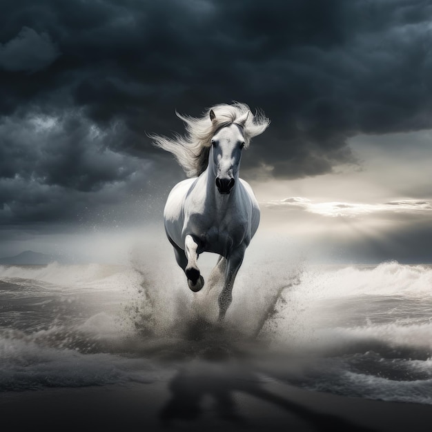 abstract a beautiful wild white stallion horse gallo