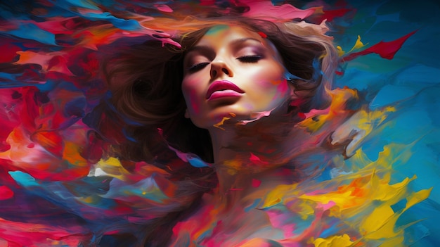 abstract beauty in vibrant colors paints sensuality