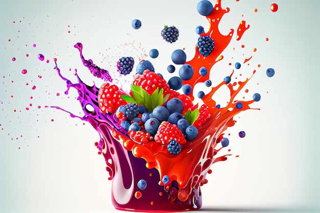 Abstract berry background Frozen berry explosion blueberry strawberry blackberry Generative AI