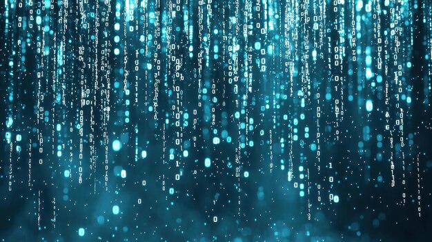 Abstract Binary Code Rain Digital Technology Background