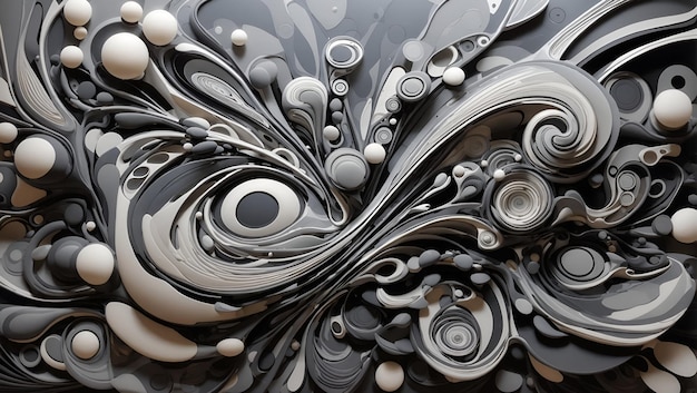 Abstract biomorphic painting gray color 3d artwork background design wallpaper