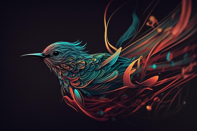 Abstract Bird on a Dark Background