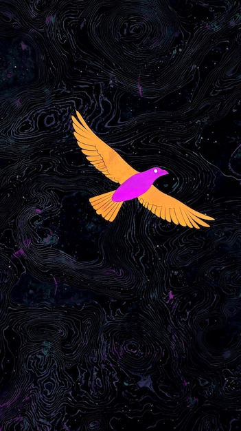 Photo abstract bird flying through galaxy