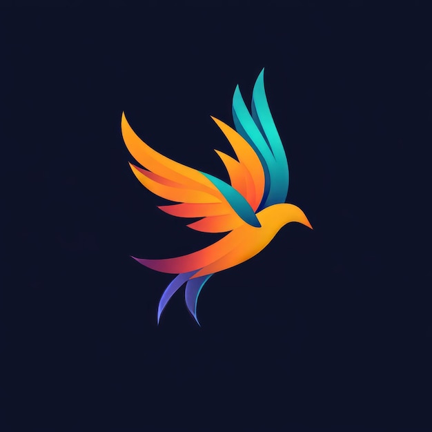 Abstract bird logo design in blue orange and purple