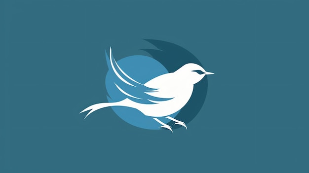 Abstract bird logo with blue circle