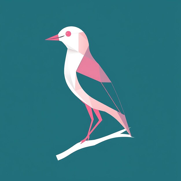 Photo abstract bird pink white stylized illustration minimalist geometric shapes low poly art clean si