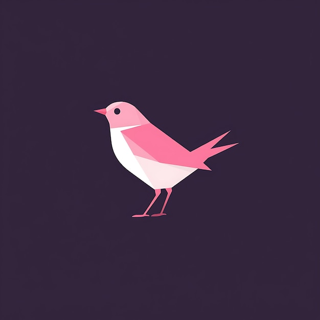 abstract bird pink white stylized illustration minimalist geometric shapes low poly art clean si