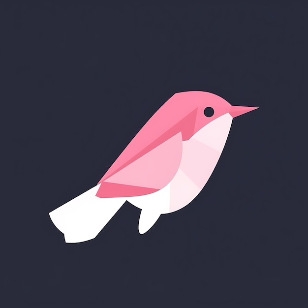 abstract bird pink white stylized illustration minimalist geometric shapes low poly art clean si