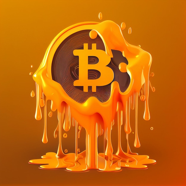 Abstract bitcoin logo in liquid fluid paint background wallpaper