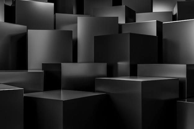 Abstract Black 3D Block Background 3D rendering