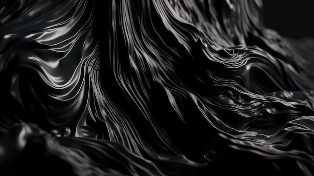 Abstract black background Fabric background made of silk satin Generative ai