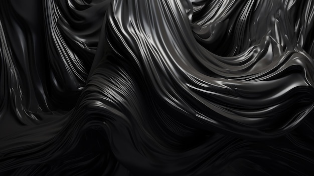 Abstract black background Fabric background made of silk satin Generative ai