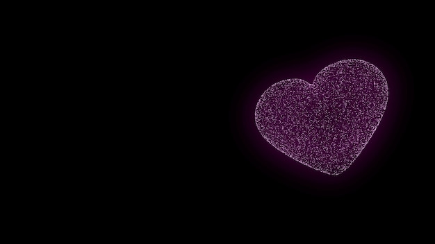 abstract black background with neon heart pink glowing heart