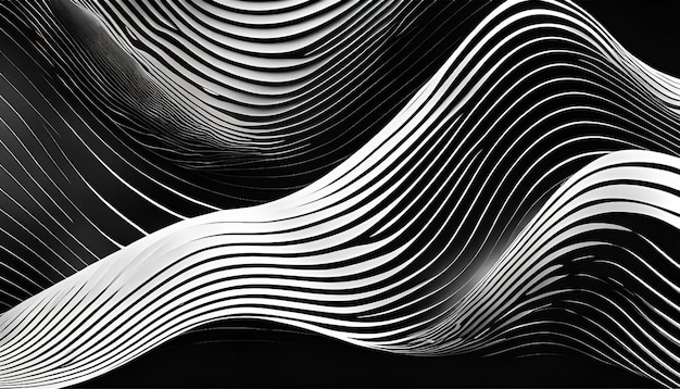 Abstract black background with wave lines