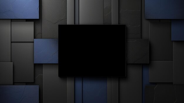 Photo abstract black and blue geometric background with empty square for text or logo