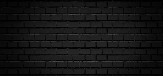 Abstract black brick wall pattern background and black backdrop, Blank copy space.