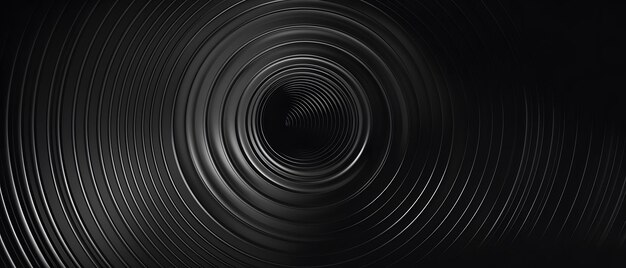 Photo abstract black circular pattern leading to a dark void