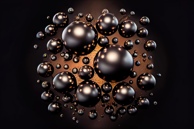 Abstract black drops background black liquid oil bubbles Generative AI