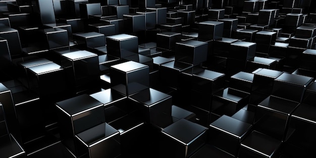 Abstract black futuristic technology background with many black cubes Generative AI