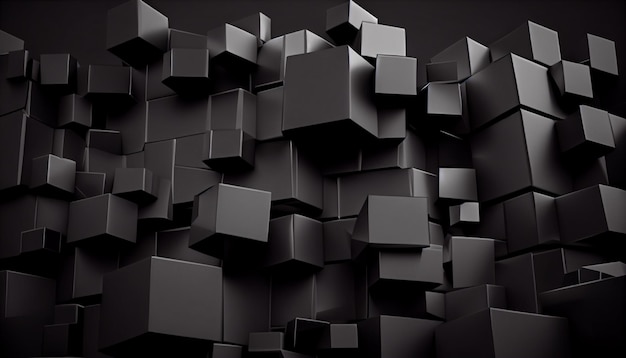 Abstract black geometric cubes as background Ai generative