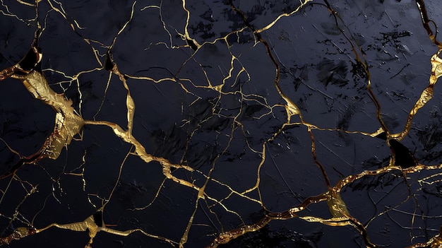 Abstract Black and Gold Cracked Texture Background