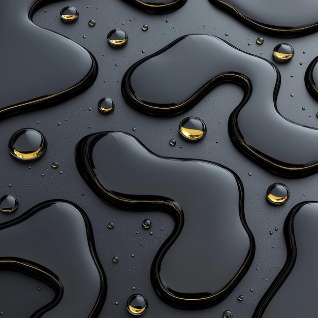 Photo abstract black and gold liquid texture