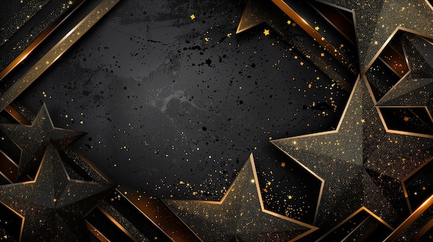 Abstract Black and Gold Star Shape Background for Creative Designs and Presentations