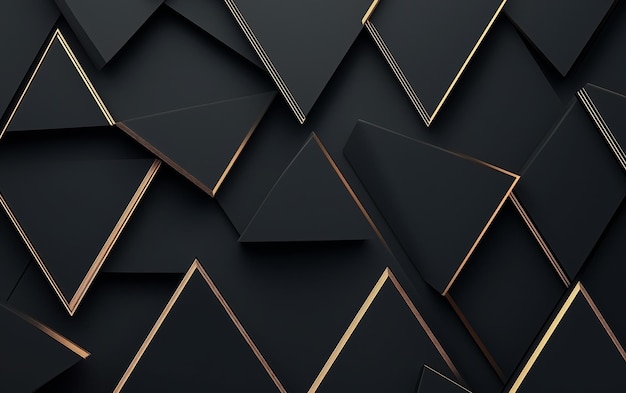 Photo abstract black and gold triangles background