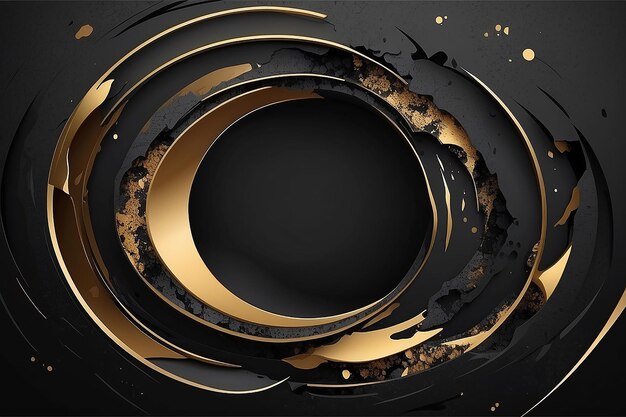 Abstract black and gold wall hole background in vector