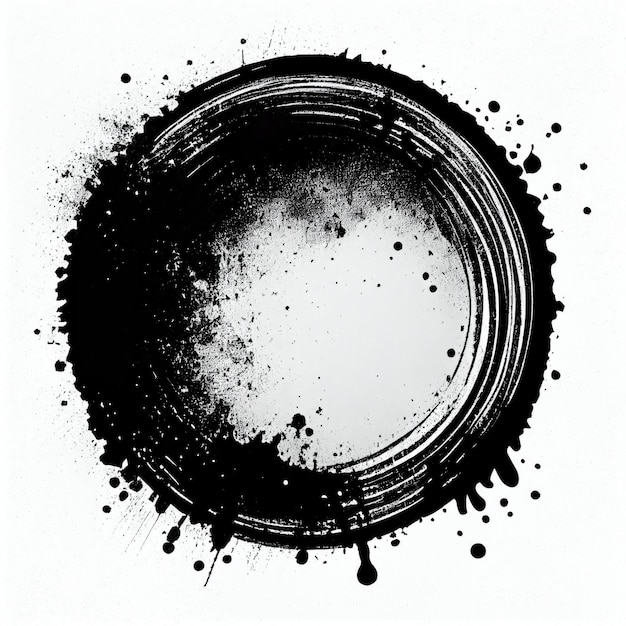 Abstract of black grunge circle fresh isolated on white background