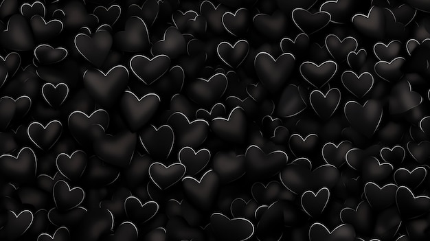 Photo abstract black hearts background romantic and elegant design