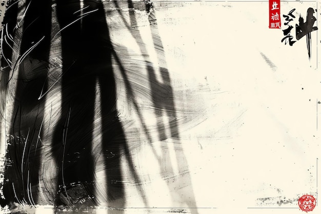 Photo abstract black ink strokes on white background